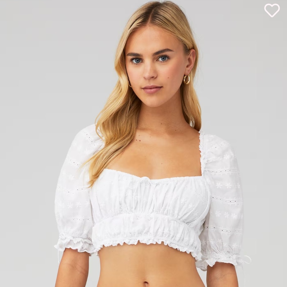 For love and lemons crop puff sleeve top